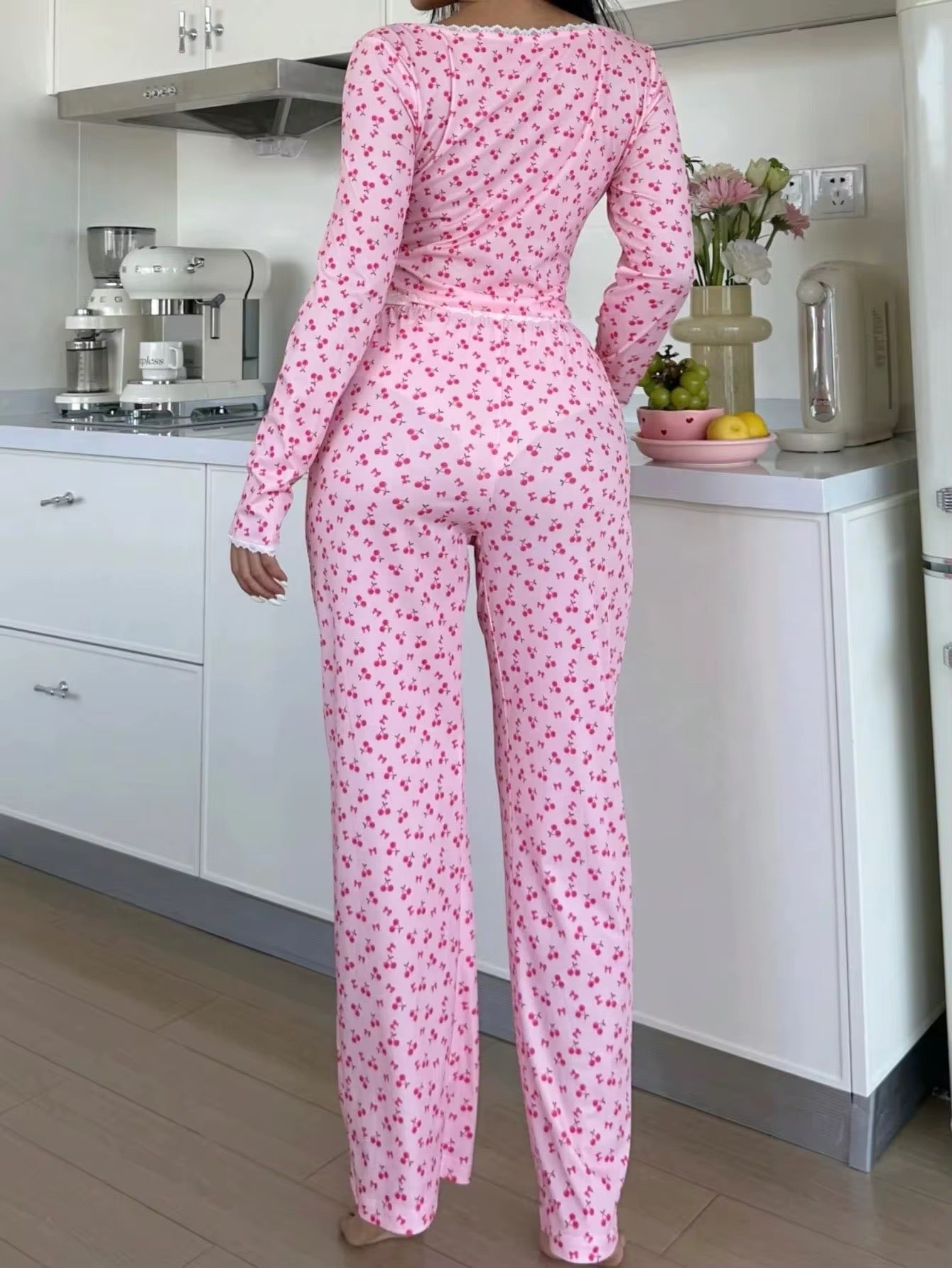 Pink Cherry Print 2-piece Pajama set