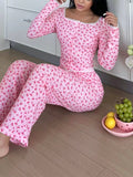 Pink Cherry Print 2-piece Pajama set